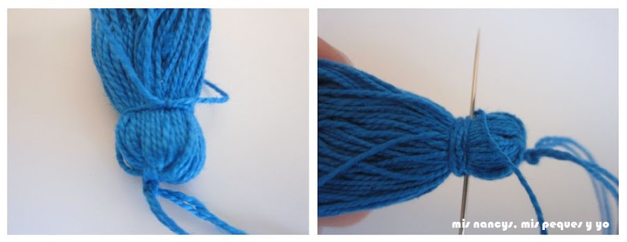 mis nancys, mis peques y yo, tutorial DIY borlas colores enroscar hilo