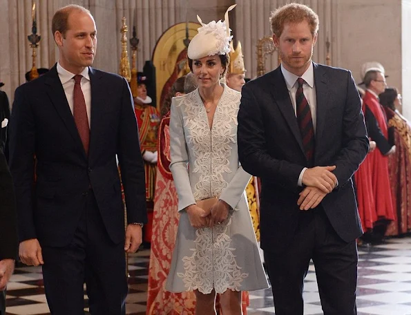Prince William, Duke of Cambridge, Catherine, Duchess of Cambridge, Prince Harry, Sophie, Countess of Wessexi Kate Middleton wears Catherine Walker 'Rosa' coat dress, Countess Sophie Suzannah Dress