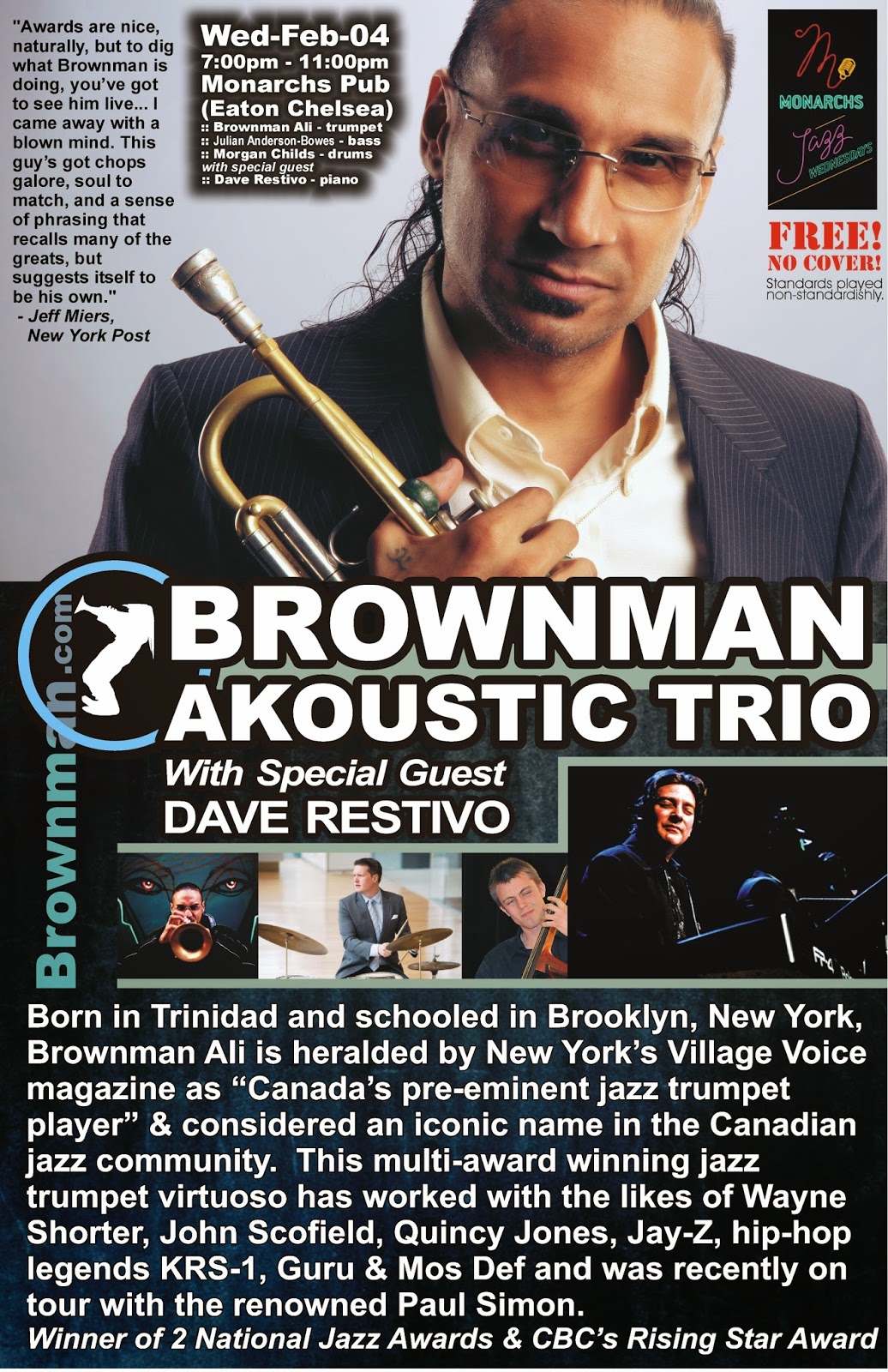 The Conrad Gayle Review: THE BROWNMAN AKOUSTIC TRIO PLUS ONE AT MONARCH ...