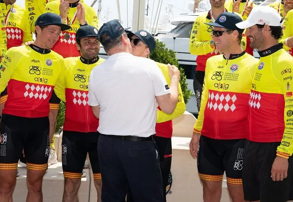 Prince Albert, Princess Charlene, Crown Prince Jacques of Monaco and Pierre Casiraghi attended the Riviera Water Bike Challenge 2018