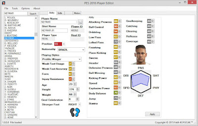 PES 2016 Player Editor v1.0.0