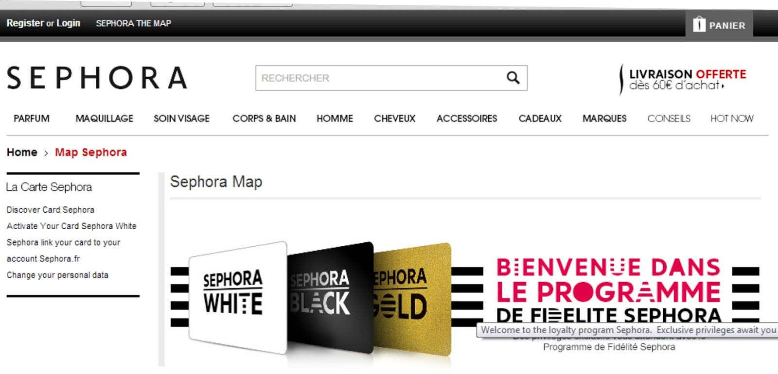 Sephora France Checkout Showing Beauty Pass