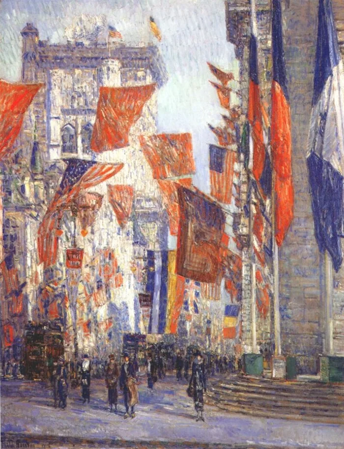 Childe Hassam 1859-1935 - American painter - Avenue of the Allies 1918 - The Impressionist Flags