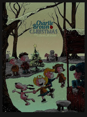 A Charlie Brown Christmas Glow in the Dark Variant Screen Print by Tim Doyle x Ridge Rooms x Dark Hall Mansion