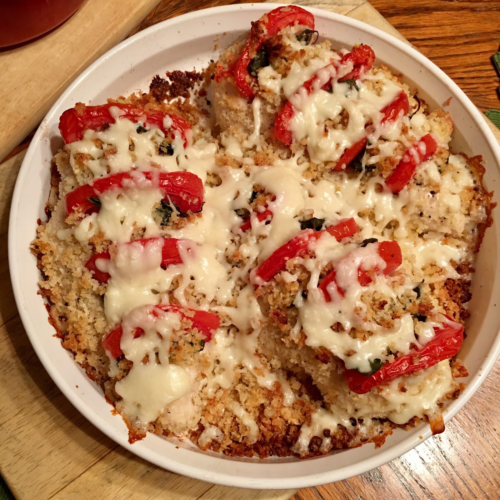 Carla's Kitchen Capers Panko and Parmesan Crusted Chicken Caprese