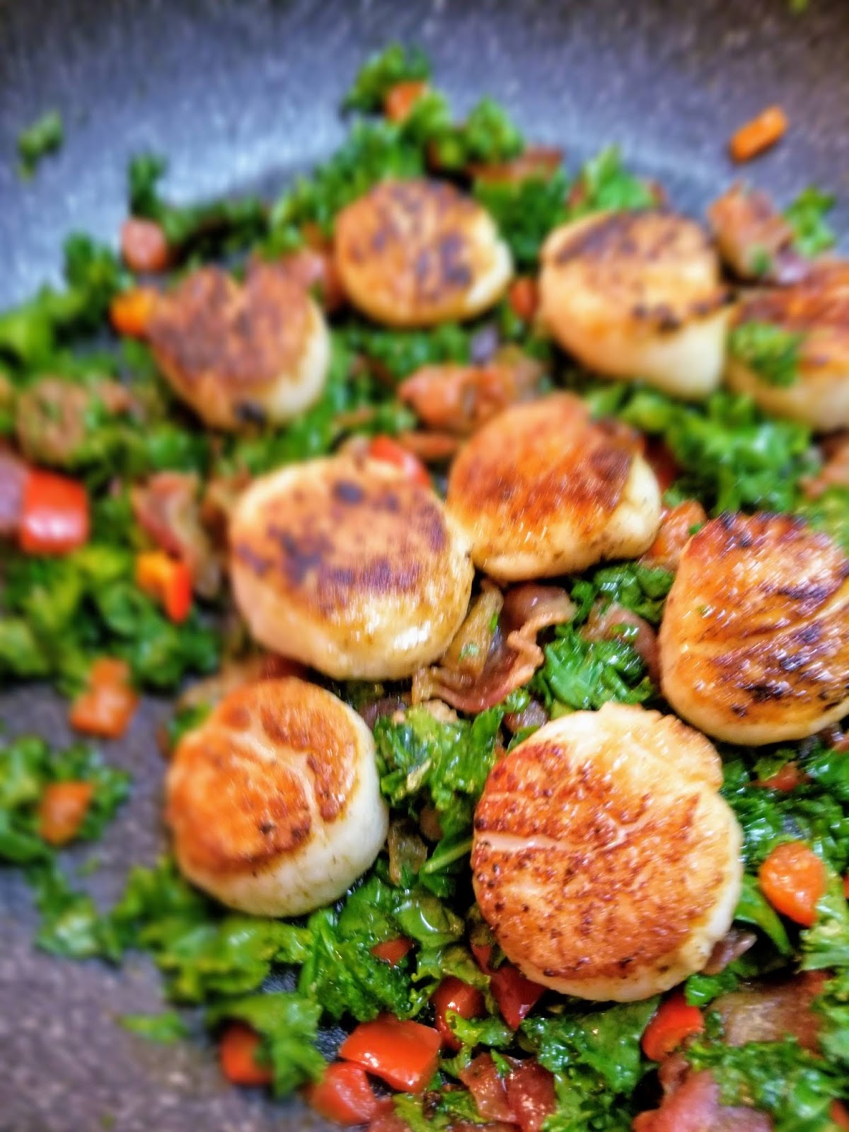 Hot and Cold Running Mom Just my Stuff Seared Scallops with Kale