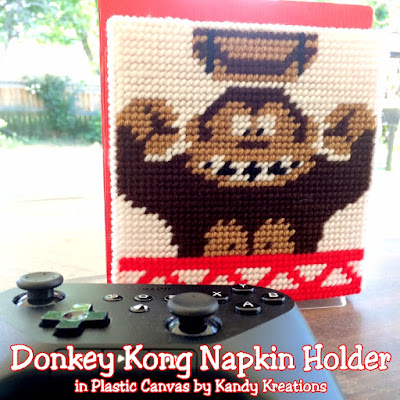 Decorate your dinner table with this fun Donkey Kong napkin holder. This free plastic canvas pattern is easy to sew for the beginner and can be made in a few hours to decorate for your 80s dinner party or Video Game party.