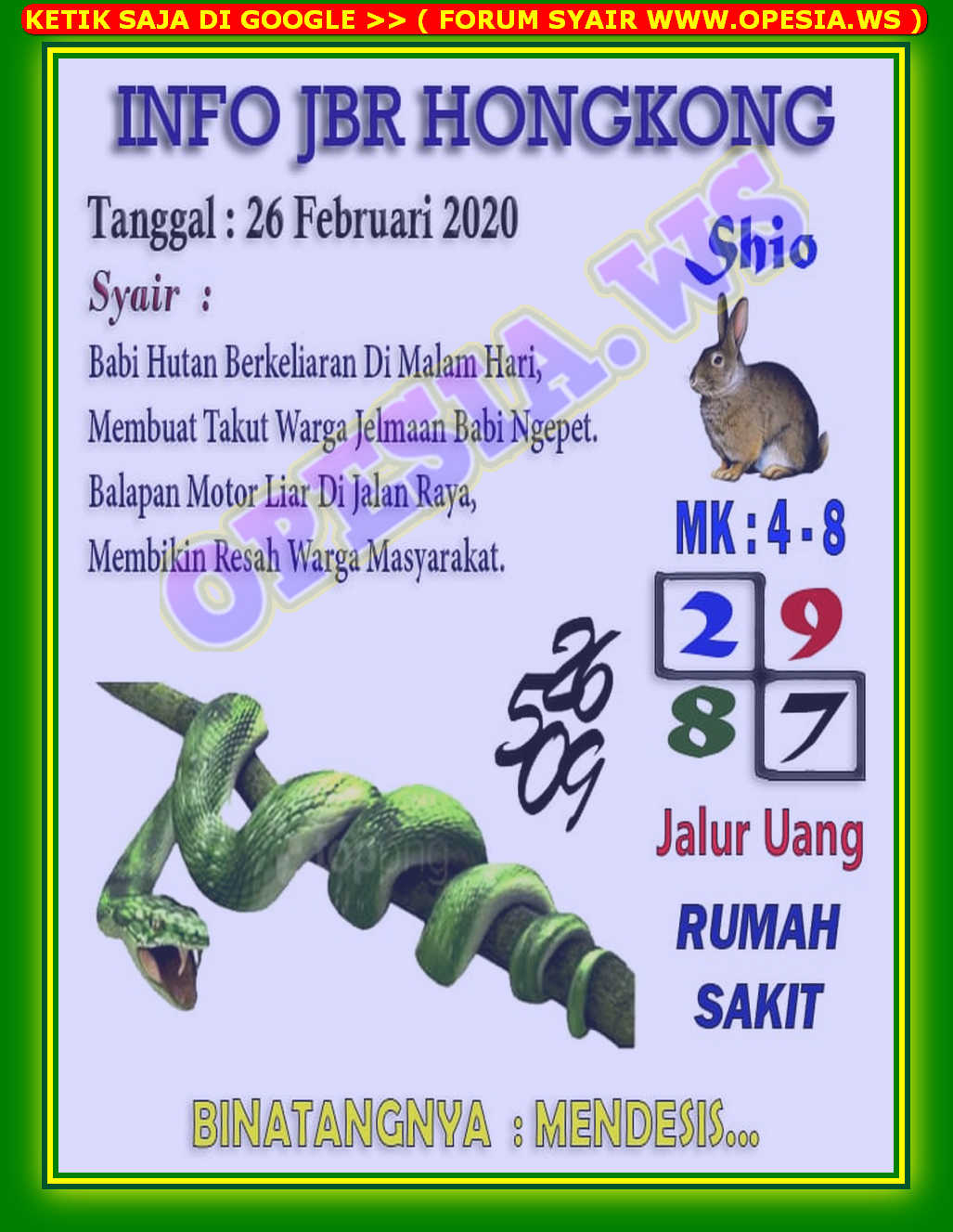 1 New Message Kode Syair Hongkong 26 Februari 2020 Forum Syair Togel Hongkong Singapura Sydney
