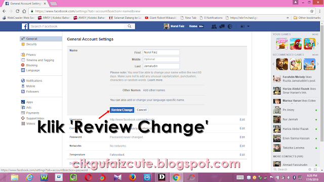 Cara menukar opsi facebook