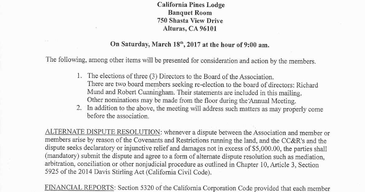 California Pines Property Owners Association Online LOG