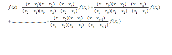 lagrange's interpolation formula for unequal intervals 