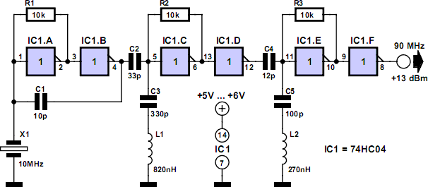 CMOS Crystal Frequency Multiplier | Electronic Schematics