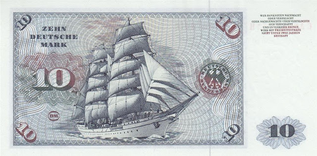 German bank notes 10 Deutsche Mark banknote currency