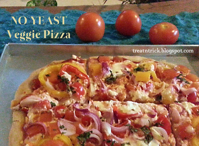 No Yeast Veggie Pizza Recipe @ treatntrick.blogspot.com