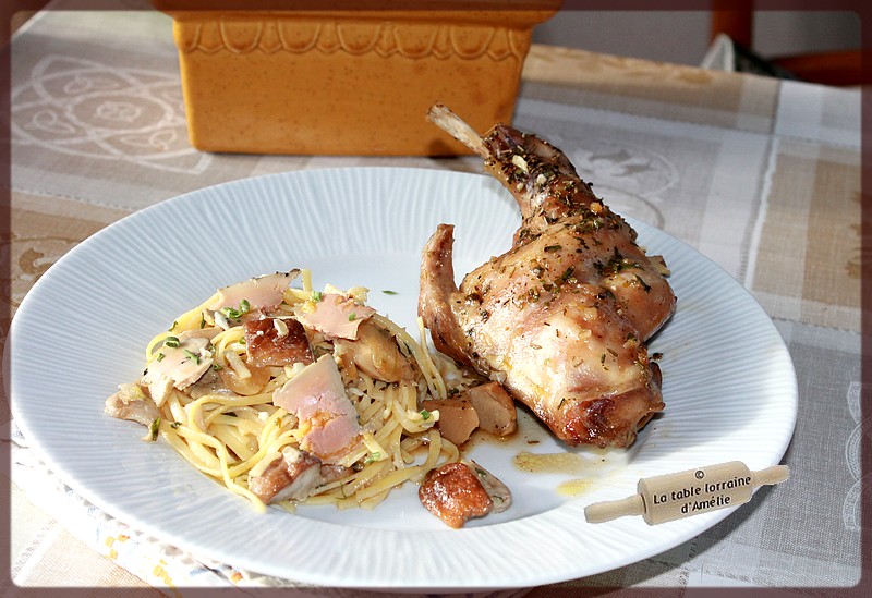 LA TABLE LORRAINE D'AMELIE Cuisses de lapin aux cèpes et foie gras et