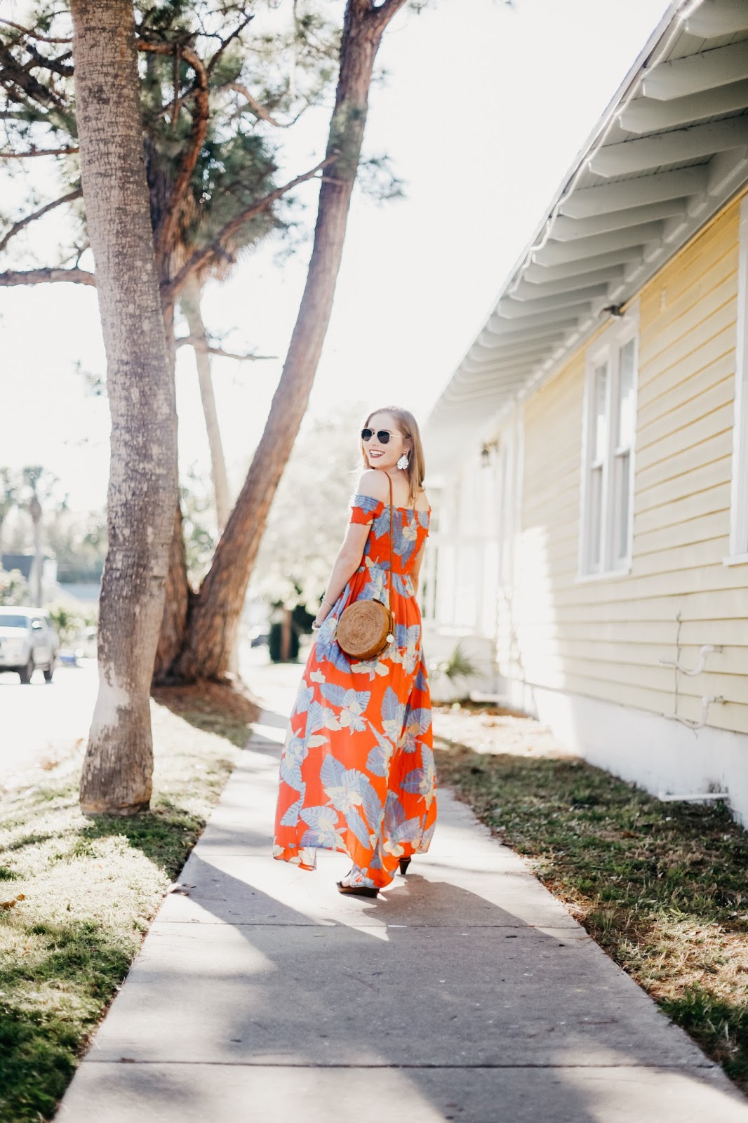 lulus patsy coral print dress