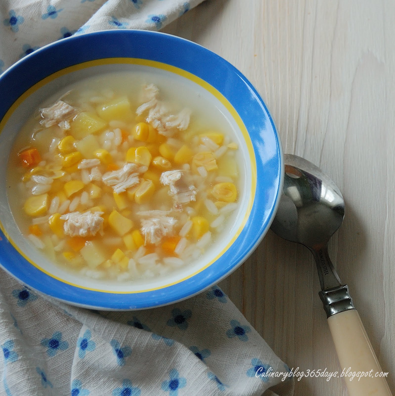 Быстрый куриный суп с кукурузой