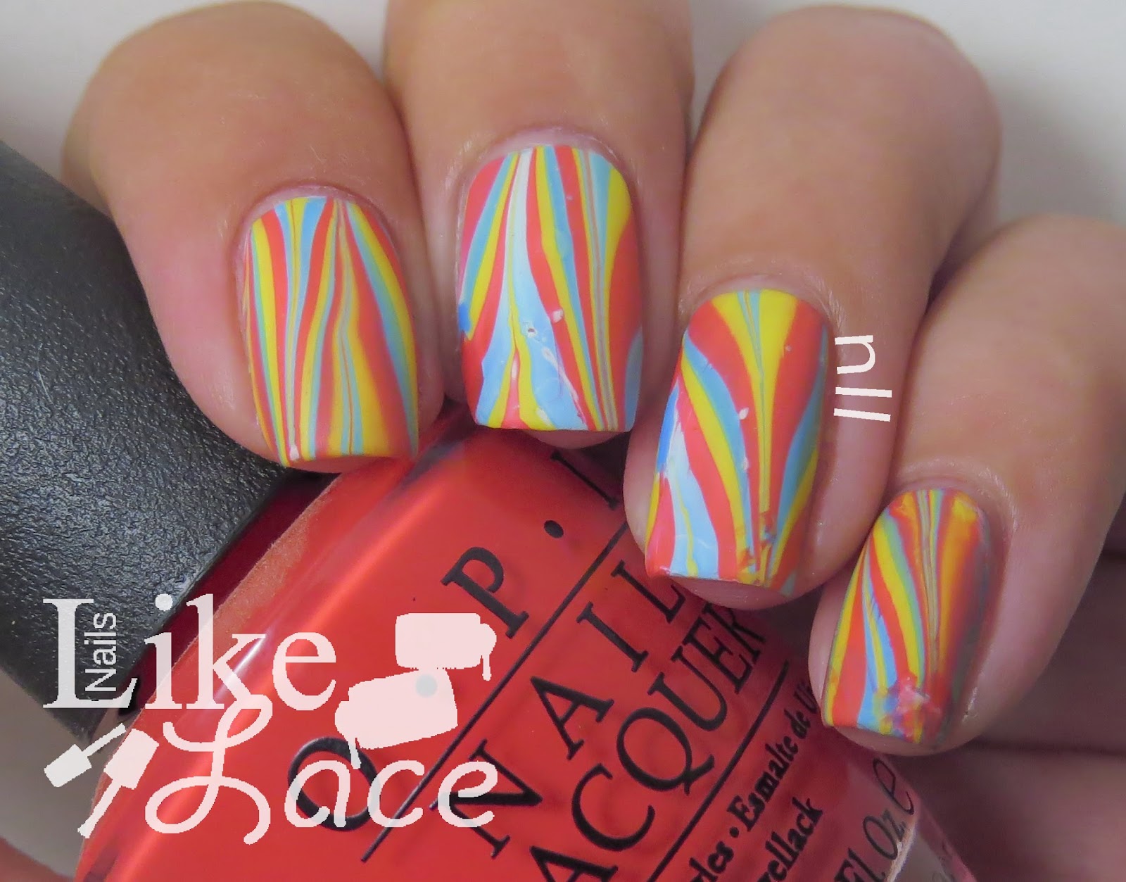 NailsLikeLace: Primary Colors/Colombian-Inspired Water Marble