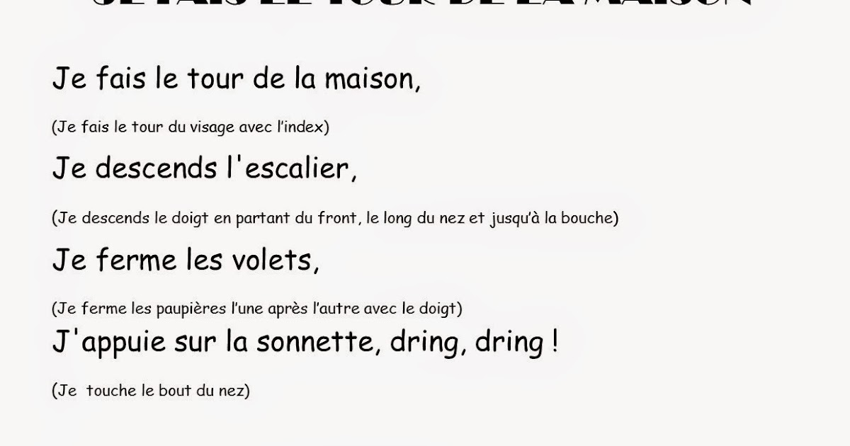 Ma petite maternelle: Comptine #8 Je fais le tour de la maison Ma petite maternelle: Comptine #8 Je fais le tour de la maison
