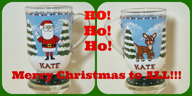 Santa and Rudolph personalized painted coffee mug