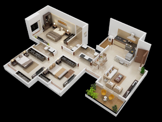 Desain Rumah Modern Insprasi 25 Denah Desain Rumah Modern 3D Sederhana dan Minimalis 3 Kamar
