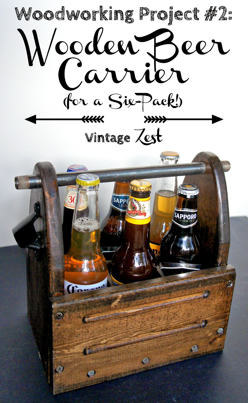 Wooden Beer Carrier (for a Six-Pack!) on Diane's Vintage Zest! #diy #woodworking #wood
