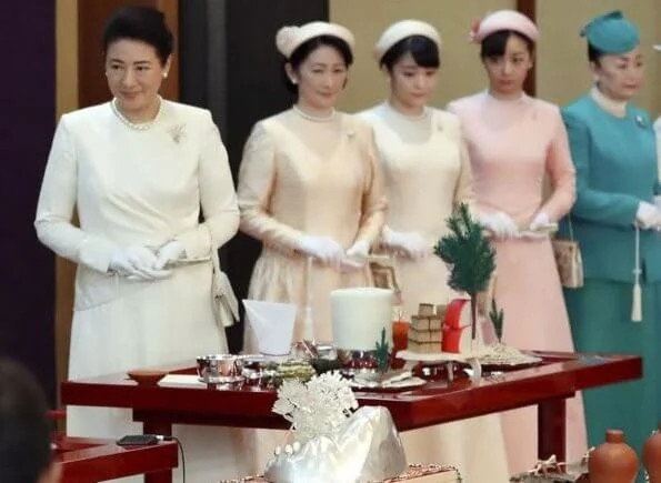 Emperor Naruhito, Empress MasakoCrown Princess Kiko, Princess Mako and Princess Kako at thanksgiving ceremony at the Imperial Palace