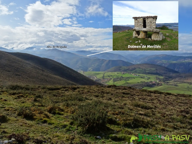 Dolmen de Merillés desde la Sierra de Begega