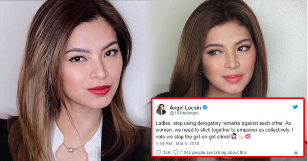 Angel Locsin Empowers Women, Asking Them To 'Stop The Girl-On-Girl Crime' Angel Locsin Empowers Women, Asking Them To 'Stop The Girl-On-Girl Crime'