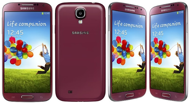 Samsung Galaxy S4 disponible en Blanco hielo, rosa crepúsculo, negro niebla, rojo aurora, marron otoño, azul ártico y púrpura espejo