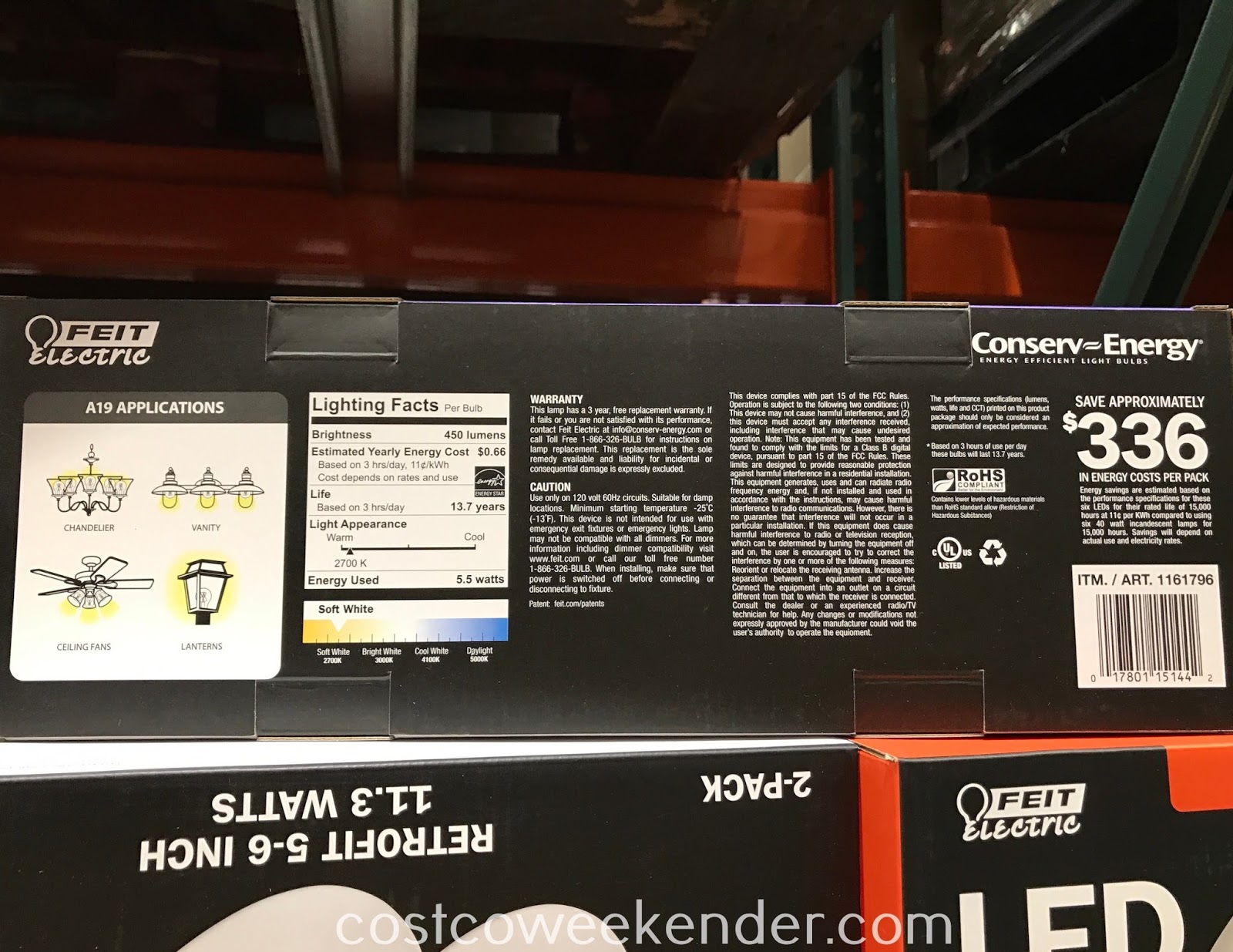 Feit Electric 40W Clear Filament LED Light (6 Pack) Costco Weekender
