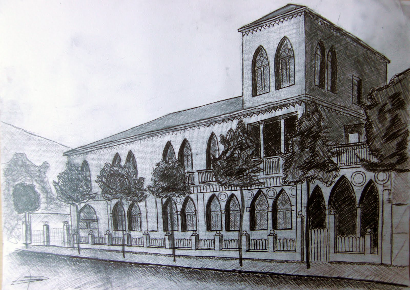Embassy Building Draw Epoka Drawing Class: Drawing of ex-yugoslavian embassy, works