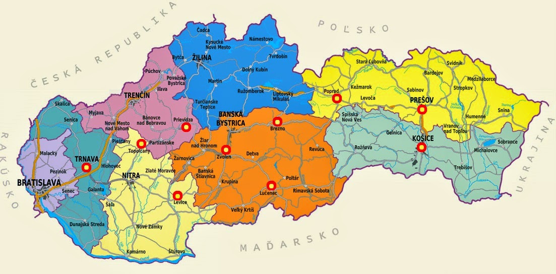Словакия на карте