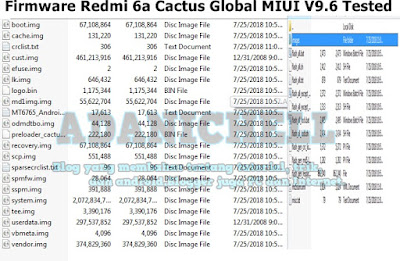 Firmware Redmi 6a Cactus Global MIUI V9.6 Tested
