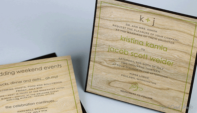 Wedding invitation on wood card by Real Card Studio Wedding invitation on wood card by Real Card Studio