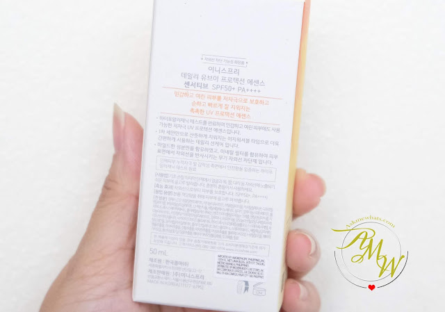 a photo of Innisfree Daily UV protection essence sensitive SPF50+ PA++++ 50ml review by Nikki Tiu of www.askmewhats.com