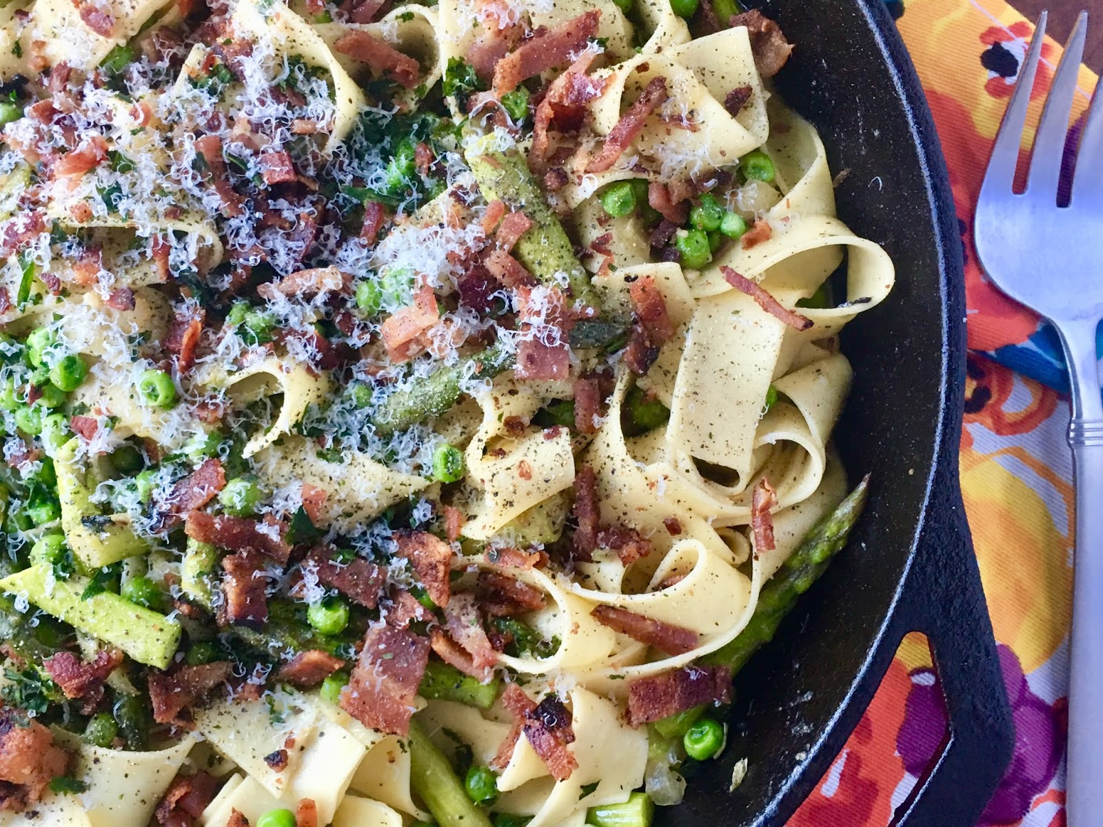 Pea and Asparagus Carbonara Recipe The Kitchen Wife