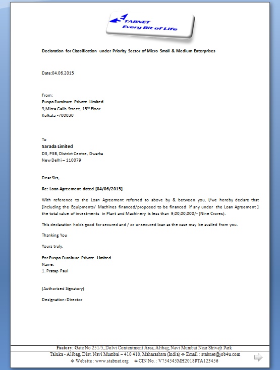 Bank Declaration Letter Sample IMAGESEE