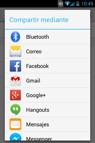 Dialogo Share de Android