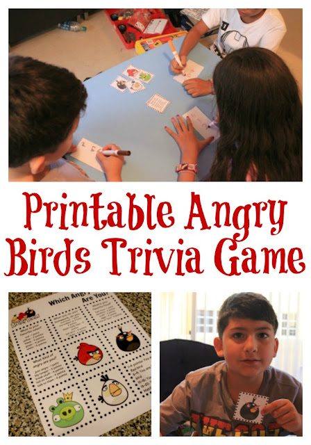 Which Angry Bird Are you? This Printable Angry Birds Trivia game is perfect for the Angry Birds fan in your life! This printable is great for Angry Birds parties or a rainy day boredom buster! #AngryforSavings #ad