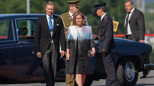 Grand Duke Henri, Grand Duchess Maria Teresa, Hereditary Grand Duke Guillaume, Hereditary Grand Duchess Stéphanie, Prince Félix, Princess Claire, Prince Louis,  Princess Tessy, Princess Alexandra,  Prince Sebastien. Luxembourg's National Day