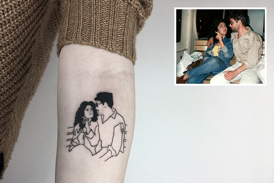 Retro office girlfriend tattoo