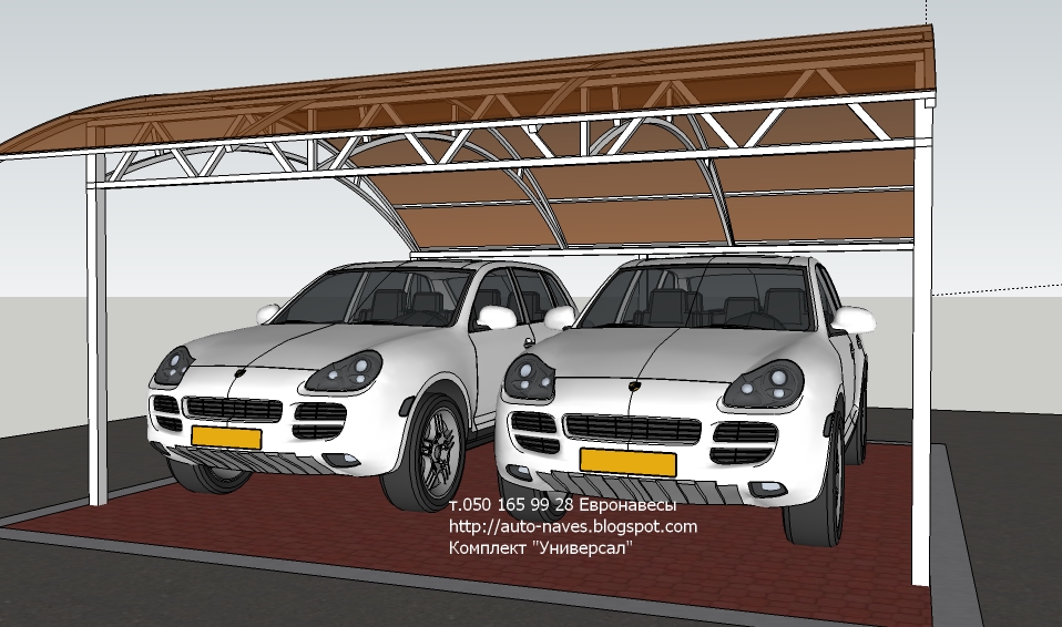 НАВЕСЫ И МЕТАЛЛОКОНСТРУКЦИИ В КИЕВЕ: Навес из поликарбоната на два авто ...