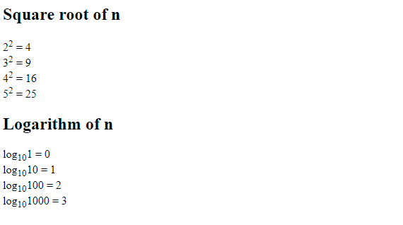 CSS for mathematical root or logarithm in html - AspTricks.net