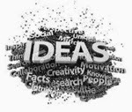 Word cloud around the word "Ideas"