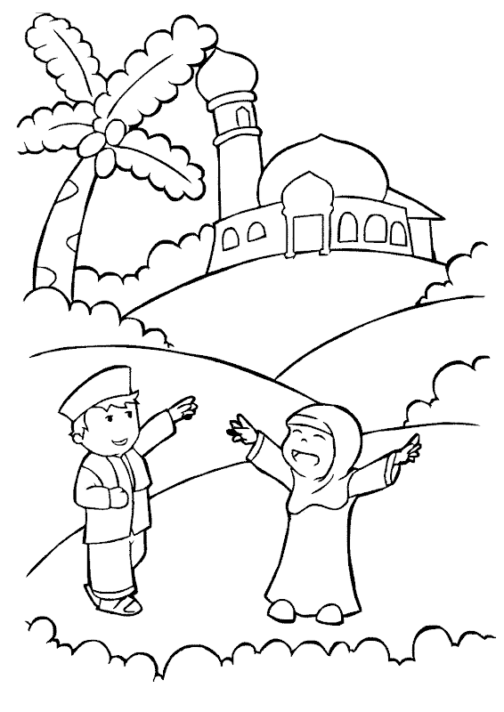 60++ Sketsa Gambar Kartun Islami Gratis