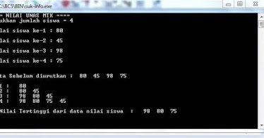 Algoritma pseudocode dan contoh program c++ Insertion sort