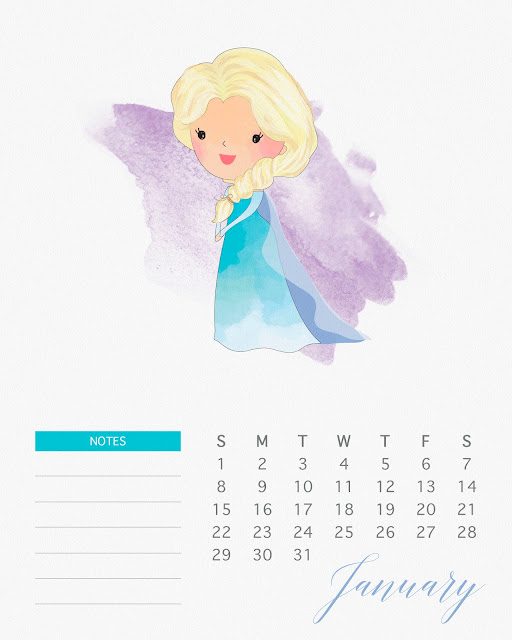 Calendario 2017 de las Princesas Disney para Imprimir Gratis. Calendario 2017 de las Princesas Disney para Imprimir Gratis Enero.