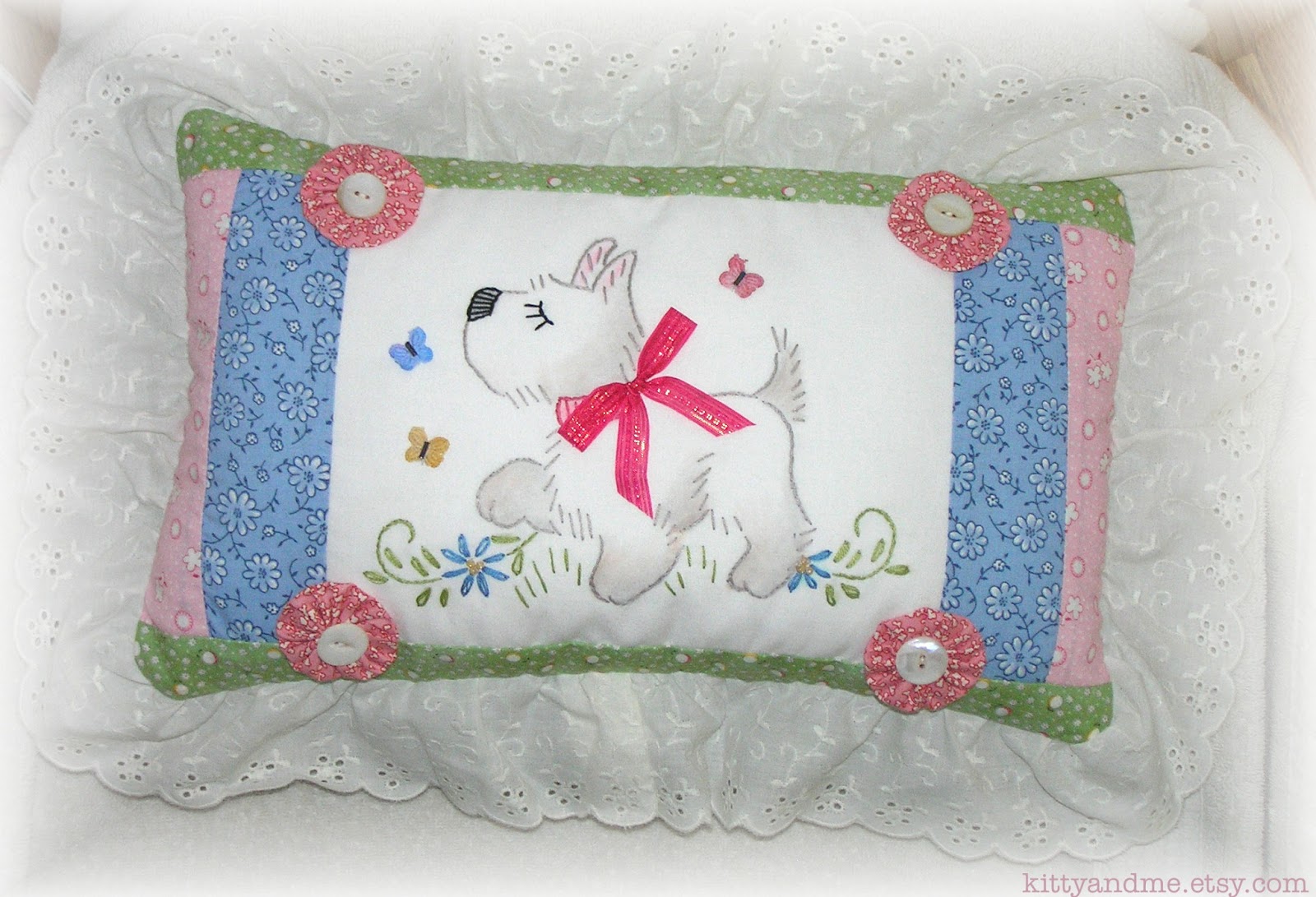 Kitty And Me Designs Embroidered Dog Pillows