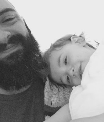 Picture of Daniel with his son Kai Picture of Daniel McIlvenny-Cox the bearded shaman, with his son Kai
